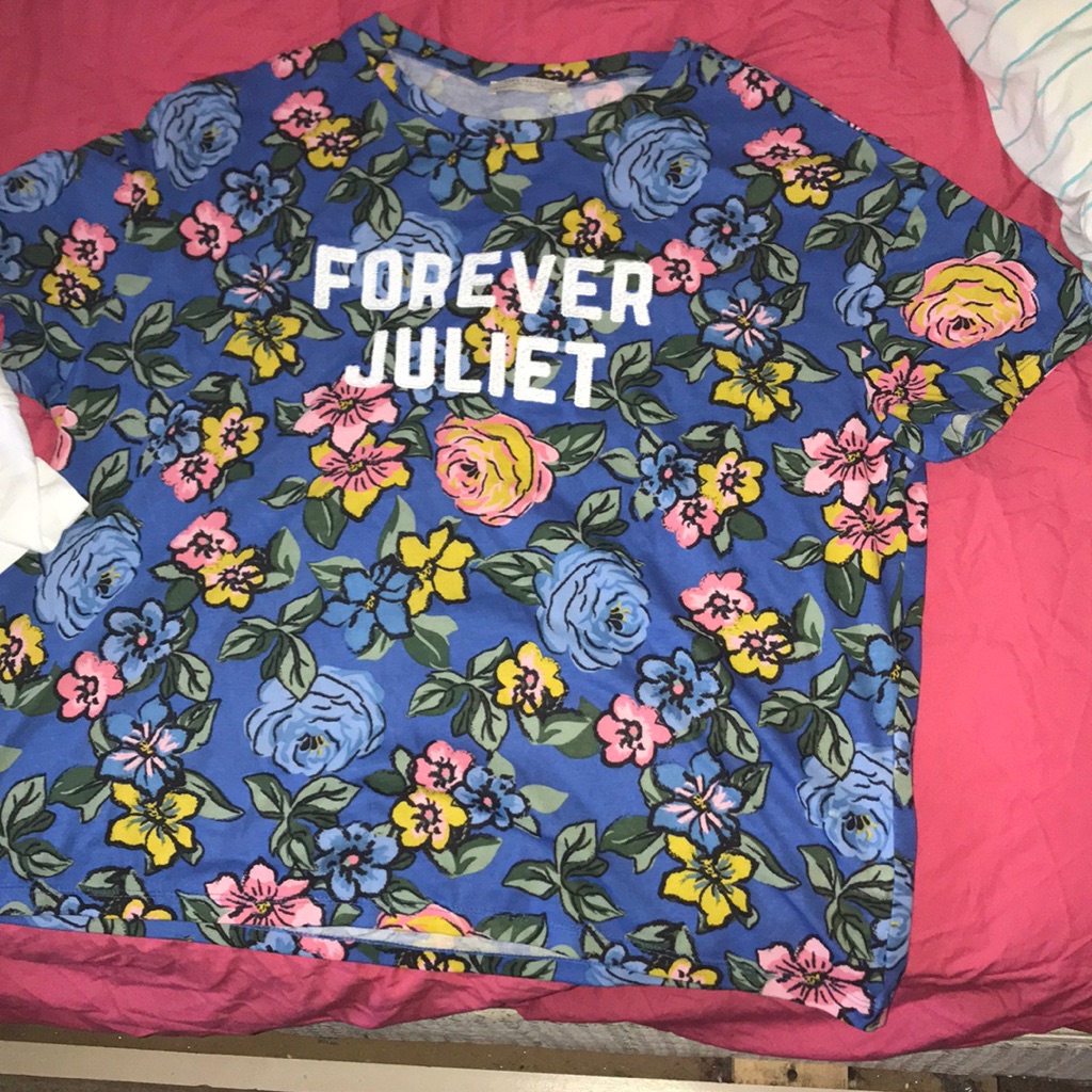 Zara Floral Print T-Shirt Blue Shirt